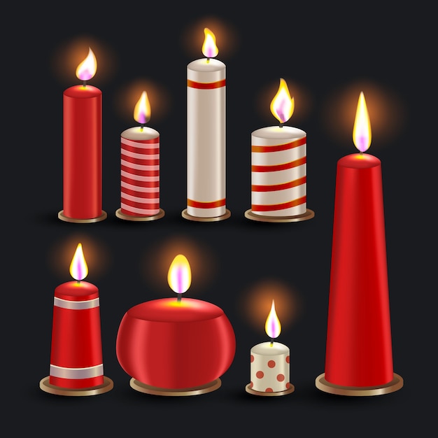 Vector gratuito colección realista de velas de navidad
