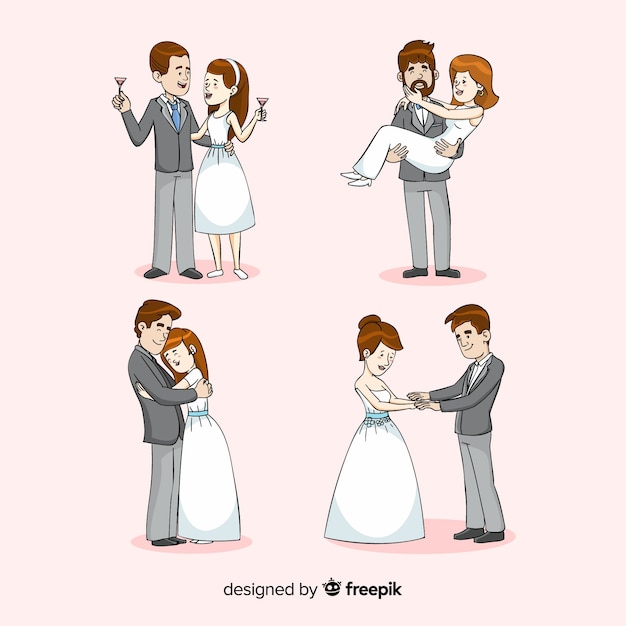 Colección recién casados dibujos animados