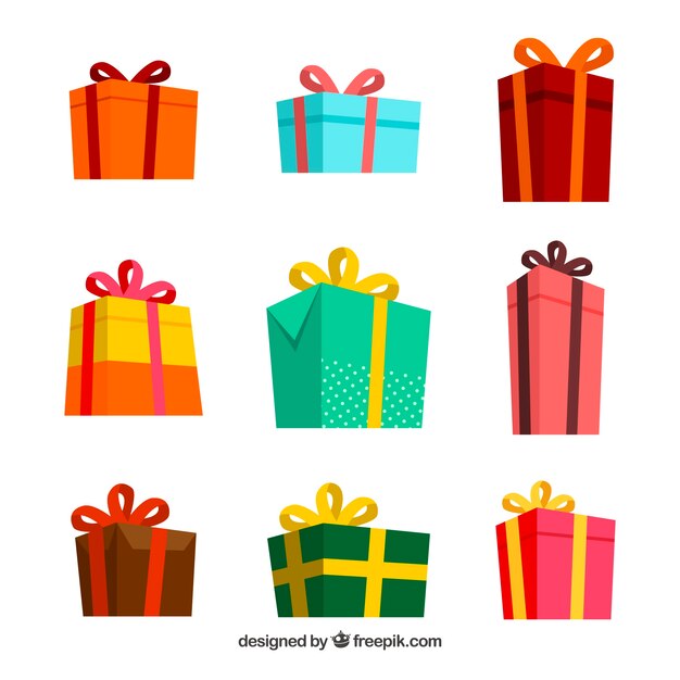 Colección de regalos coloridos de navidad