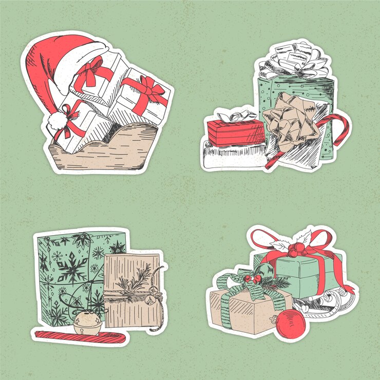 Vector gratuito colección de regalos de navidad dibujados a mano