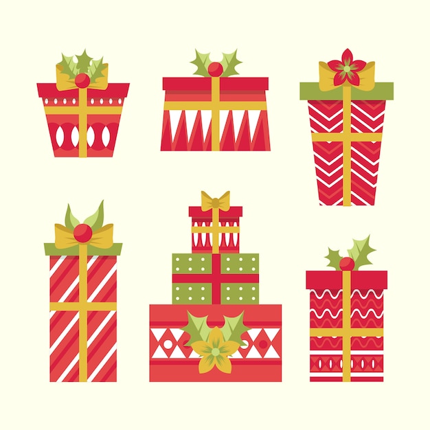 Vector gratuito colección de regalos de navidad dibujados a mano