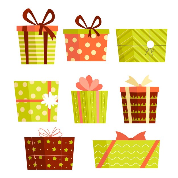 Colección de regalos de navidad dibujados a mano