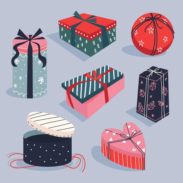 Vector gratuito colección de regalos de navidad dibujados a mano