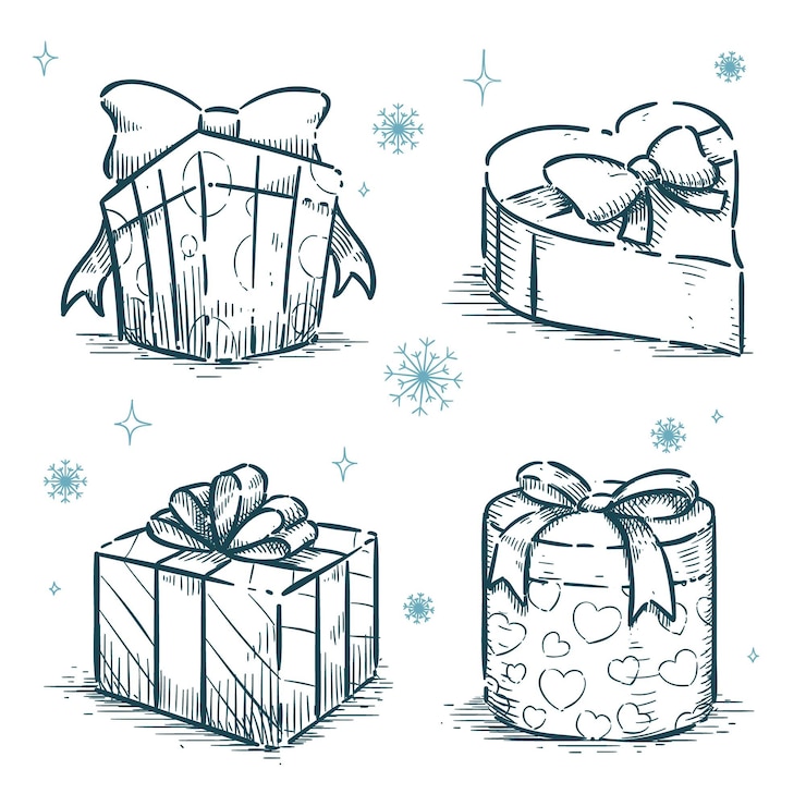 Vector gratuito colección de regalos de navidad dibujados a mano