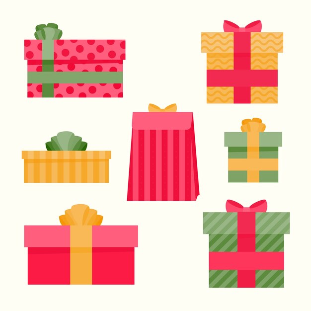 Colección de regalos de navidad de diseño plano
