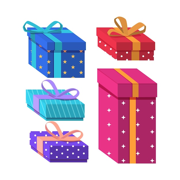 Vector gratuito colección de regalos de navidad en diseño plano