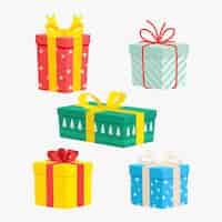 Vector gratuito colección de regalos de navidad en diseño plano