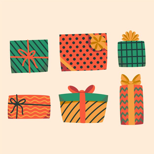 Colección de regalos de navidad de diseño plano