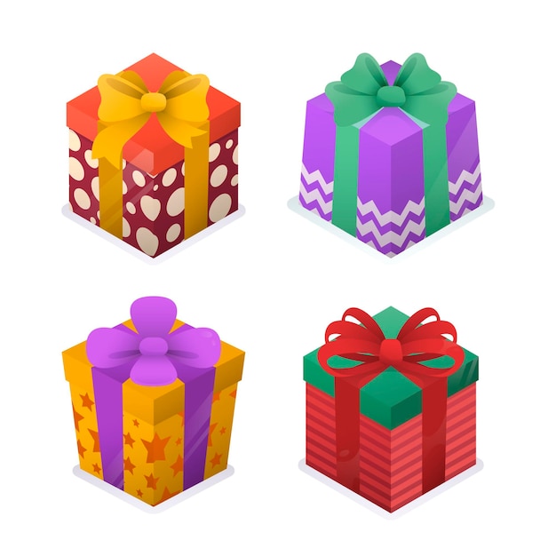 Vector gratuito colección de regalos de navidad en diseño plano