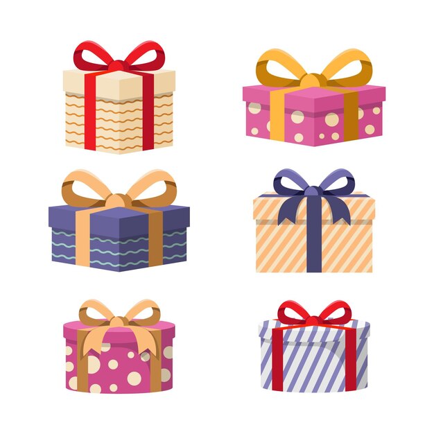 Colección de regalos de navidad en diseño plano