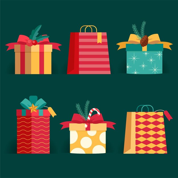 Colección de regalos de navidad planos