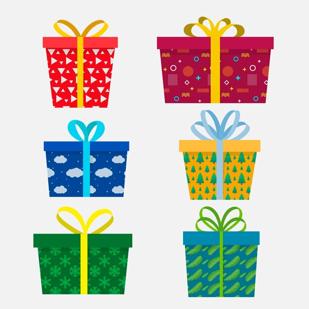 Colección de regalos de navidad planos
