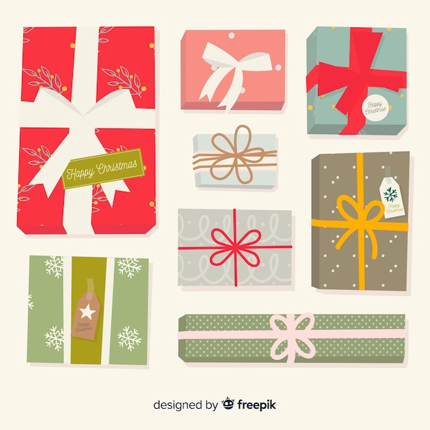 Vector gratuito colección de regalos de navidad