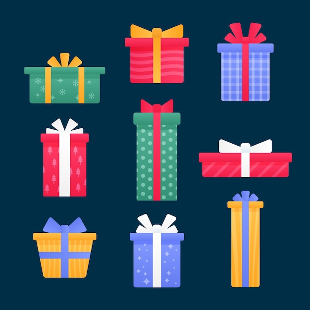 Vector gratuito colección de regalos navideños en diseño plano