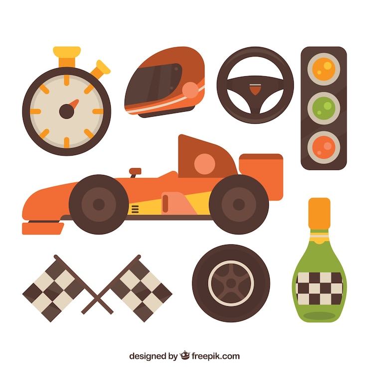 Vector gratuito colección retro de elementos de formula 1