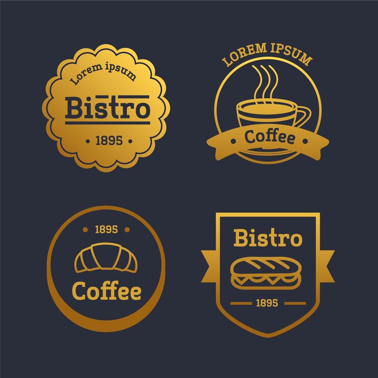Vector gratuito colección retro de logo de restaurante dorado