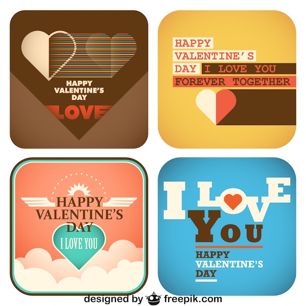 Vector gratuito colección retro para saludo de san valentín