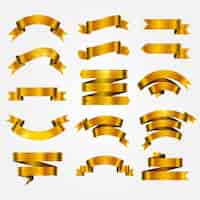 Vector gratuito colección de ribbons dorados