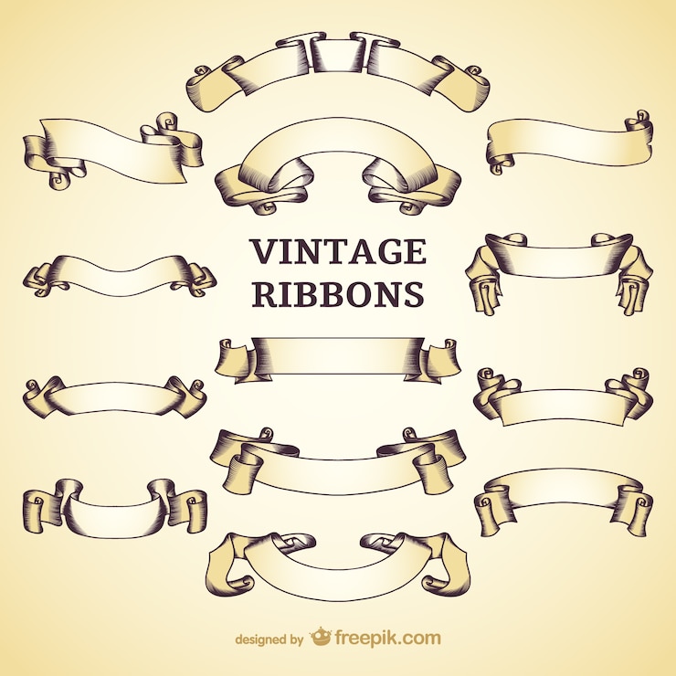 Vector gratuito colección de ribbons vintage