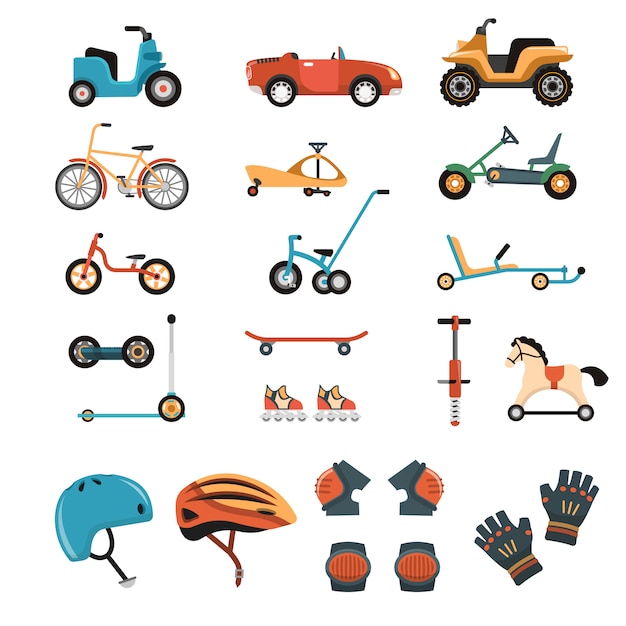 Vector gratuito colección ride-on toys elements