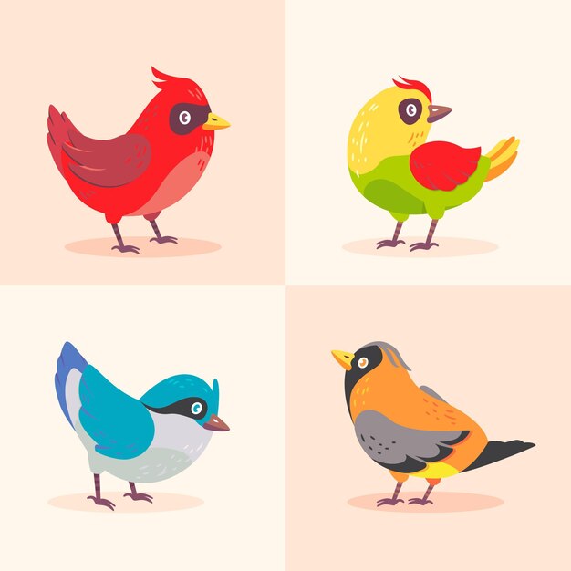Colección robin colorido de diseño plano