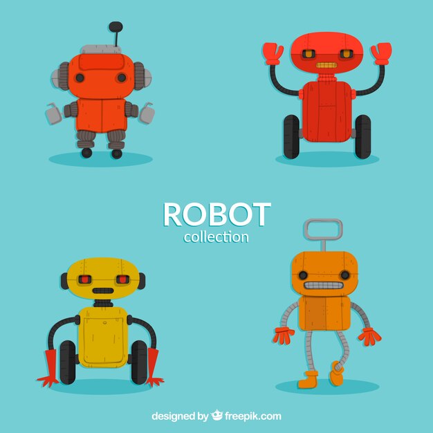 Colección de robots planos con diferentes poses 