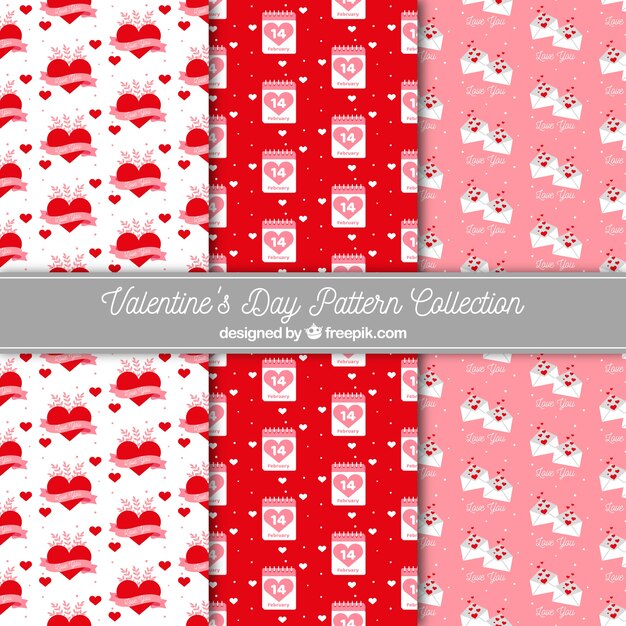 Colección roja y rosa de patrones para san valentin