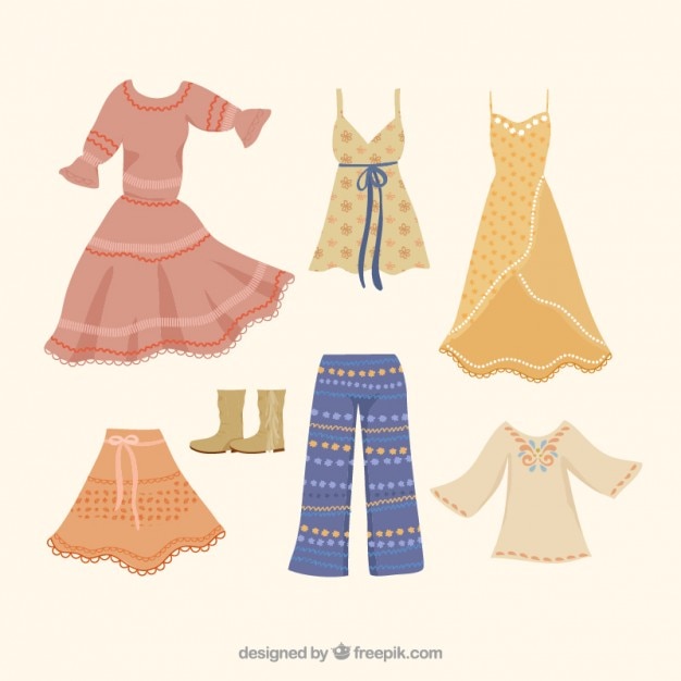 Vector gratuito colección de ropa boho estilosa