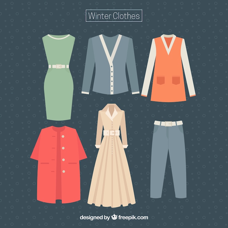 Vector gratuito colección de ropa femenina de invierno