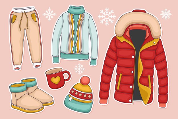 Colección de ropa de invierno acogedora y básicos