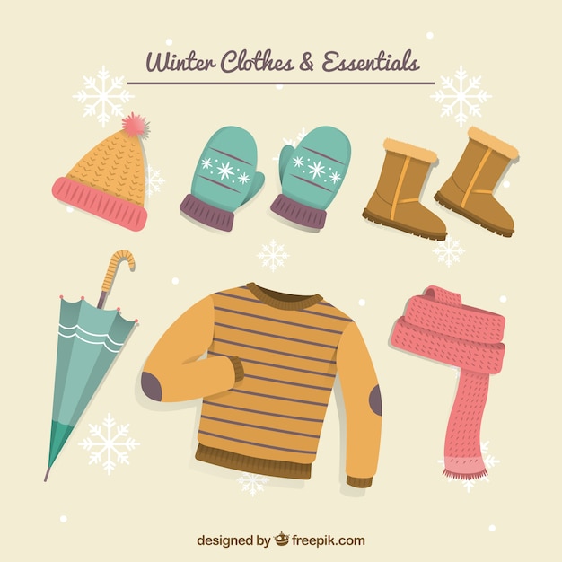 Colección de ropa de invierno flat