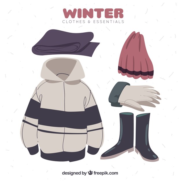 Colección de ropa de invierno flat