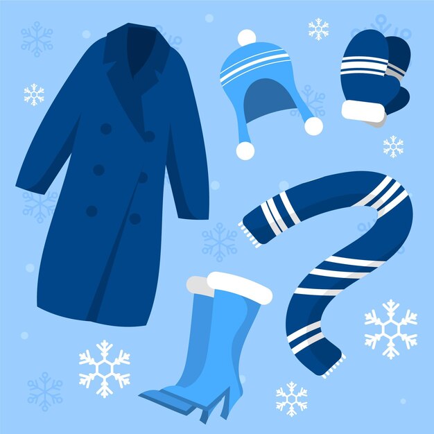 Colección de ropa de invierno flat