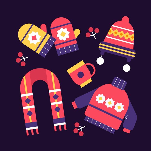 Colección de ropa de invierno flat