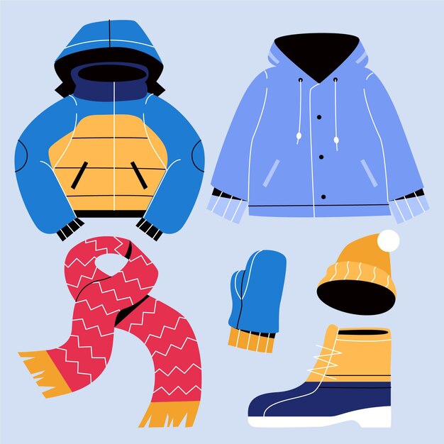 Colección de ropa de invierno flat