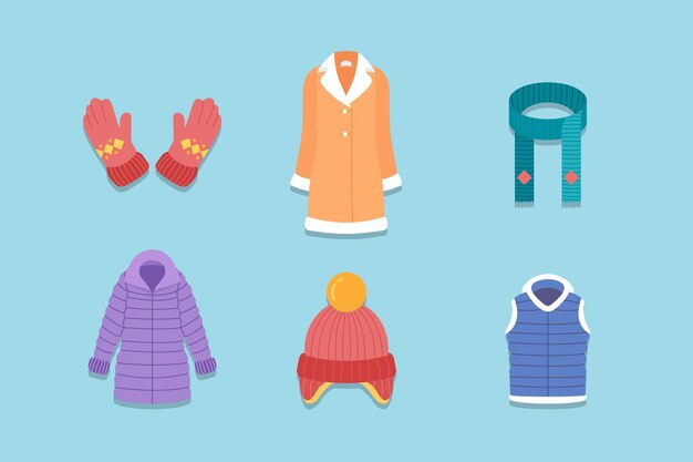 Colección de ropa de invierno flat