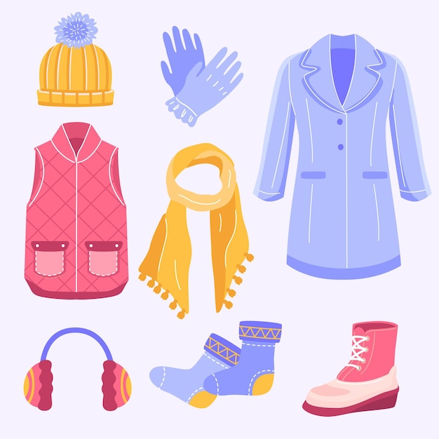Colección de ropa de invierno ilustrada