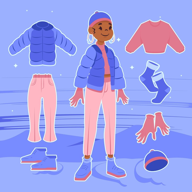 Vector gratuito colección de ropa de invierno plana y básicos dibujados a mano.