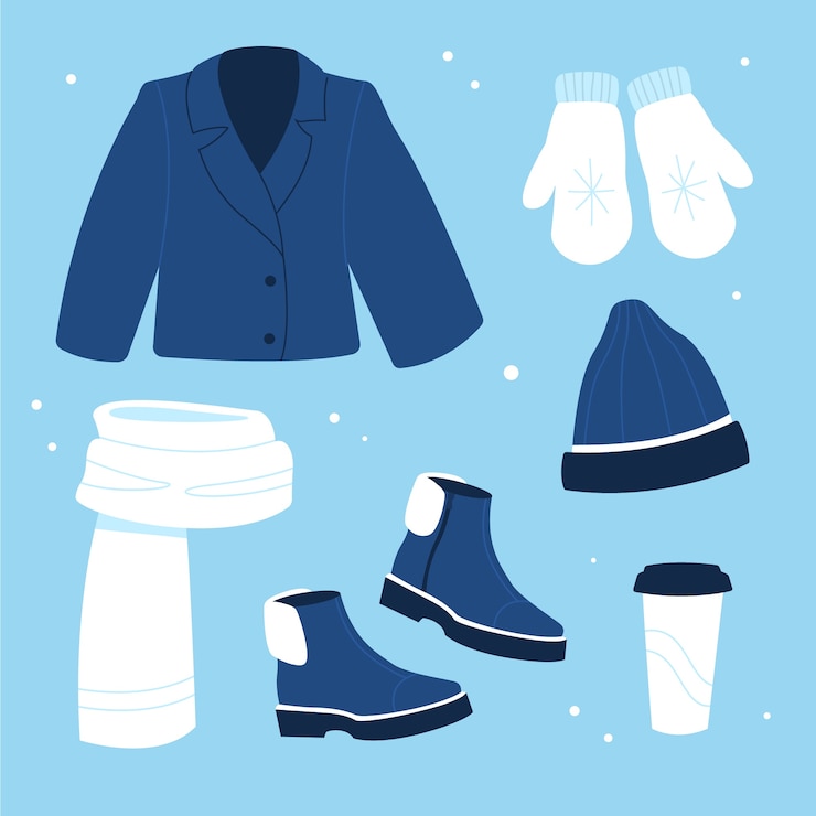 Vector gratuito colección de ropa de invierno plana y básicos dibujados a mano.