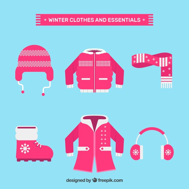 Colección de ropa de invierno rosa
