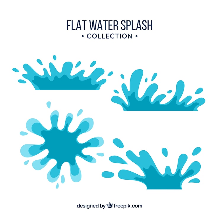 Vector gratuito colección de salpicaduras de agua en estilo plano