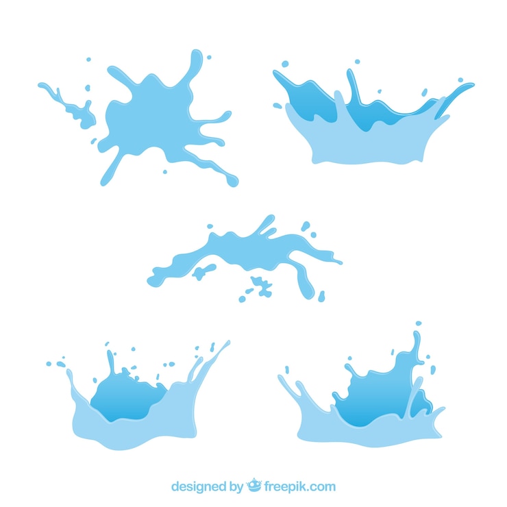 Vector gratuito colección de salpicaduras de agua en estilo plano