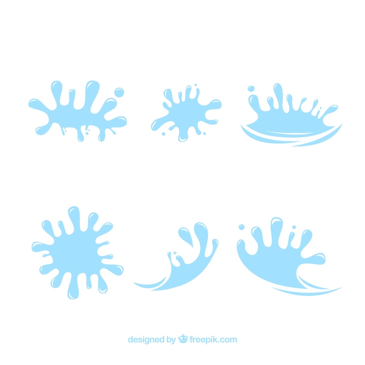 Vector gratuito colección de salpicaduras de agua en estilo plano