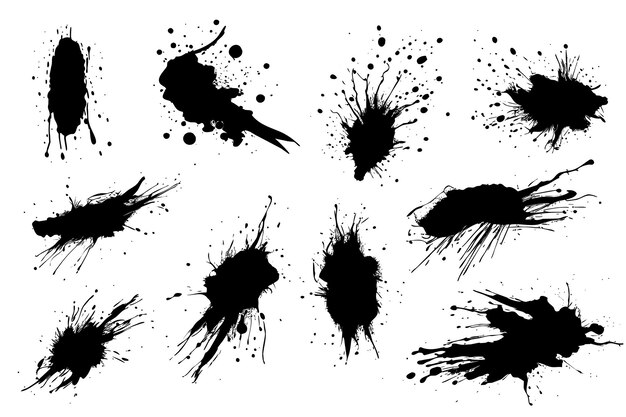 colección de salpicaduras de tinta elemento de diseño de pintura dibujada a mano