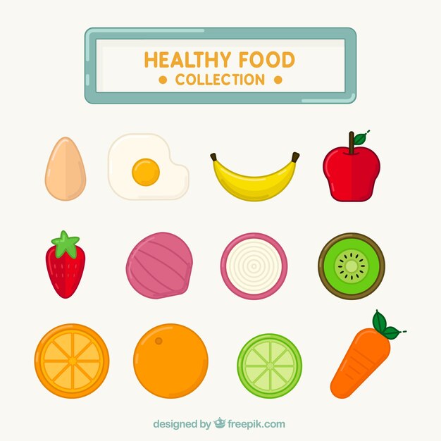 Colección de saludables frutas y verduras 