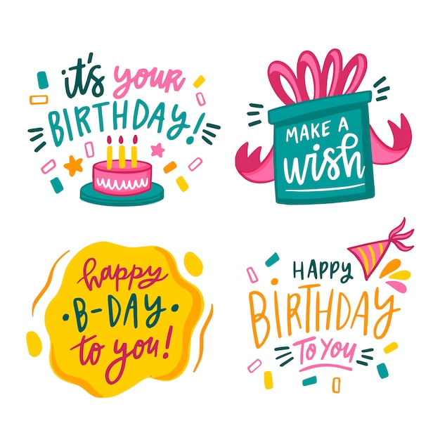 Vector gratuito colección de saludos de feliz cumpleaños