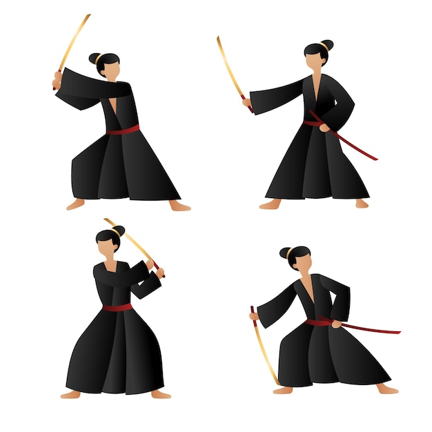 Colección samurai gradiente ilustrada