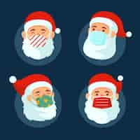 Vector gratuito colección de santa claus con mascarilla