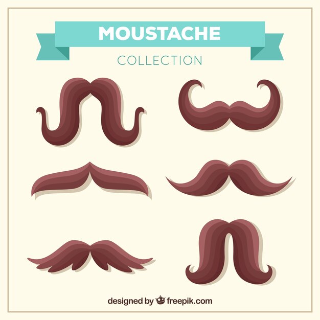 Colección de seis bigotes flat