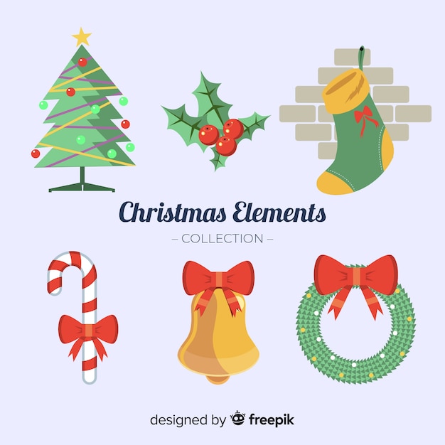 Vector gratuito colección de seis elementos de navidad